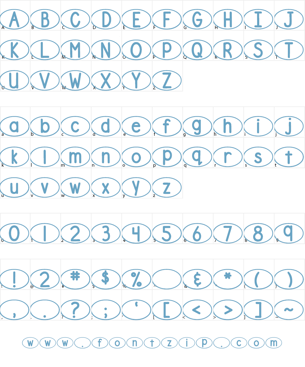 DJB Standardized Test Oval Font Character